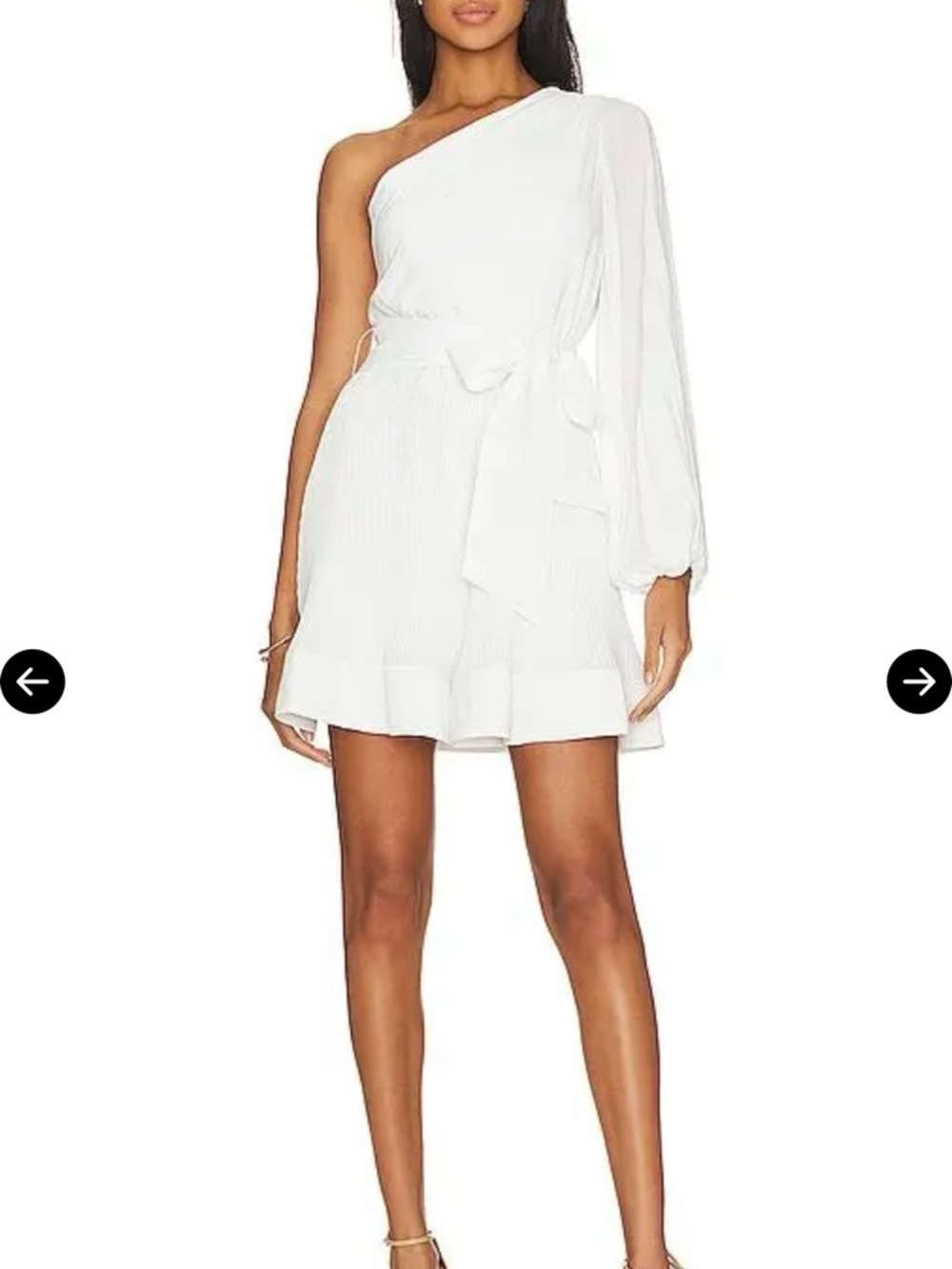 Milly One-Shoulder White Mini Dress with Draped Sleeve